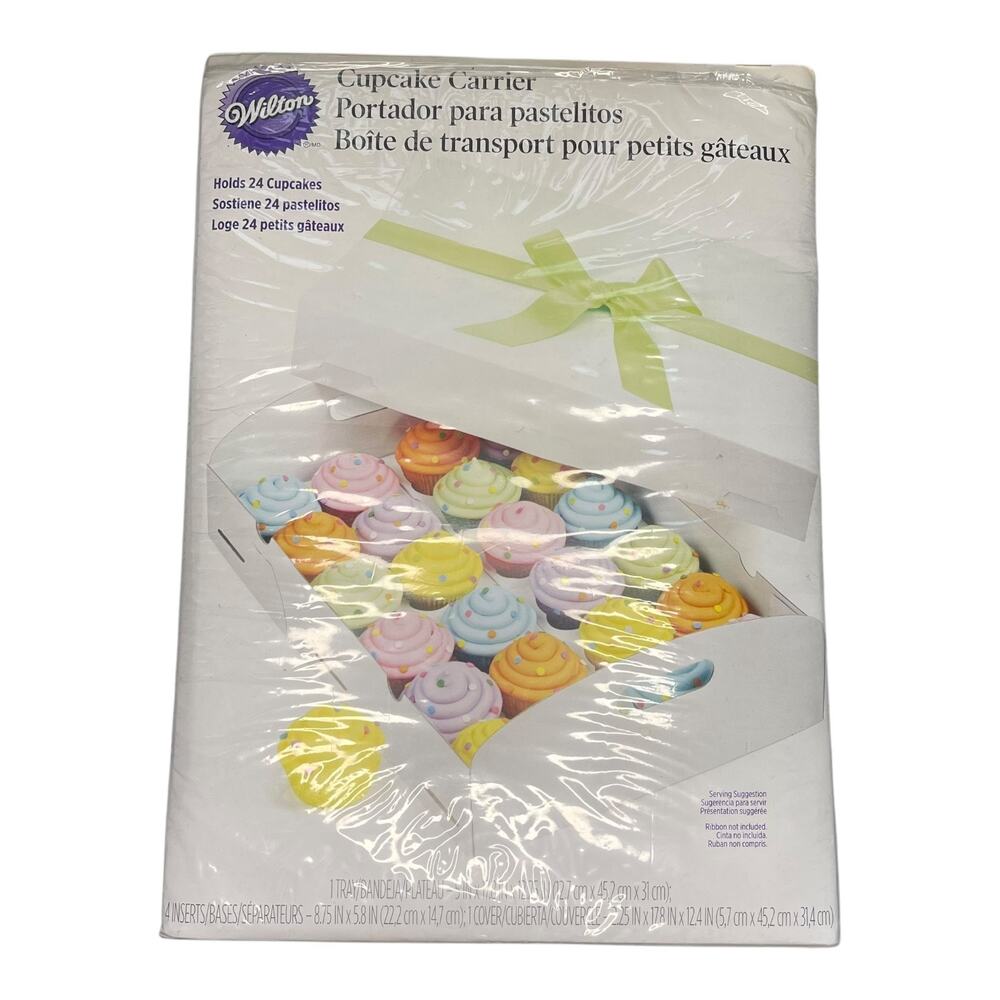 Wilton Folding Tray Cupcake Carrier White Holds 24 Cupcakes, New Open Package